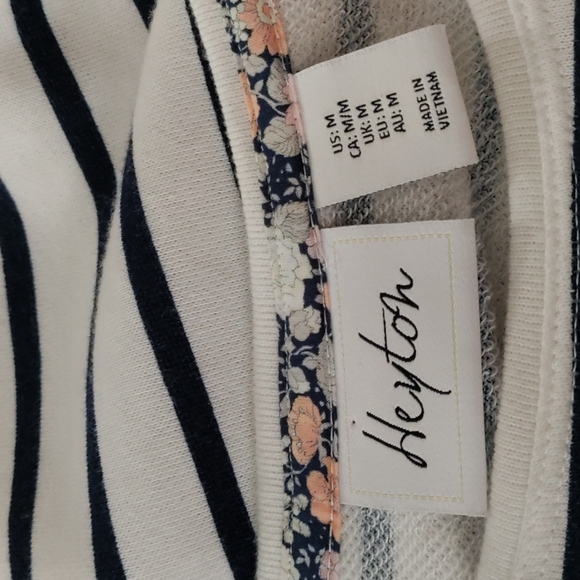 12500 Heyton navy & peach stripe french terry tunic blouse M - Picture 9 of 10